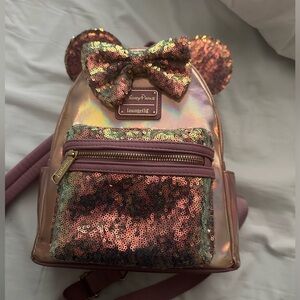 Pink holographic loungefly backpack